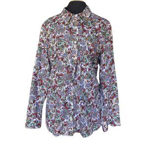 Talbots Long Sleeve Collared Paisley Cotton Button Down Women's 3X